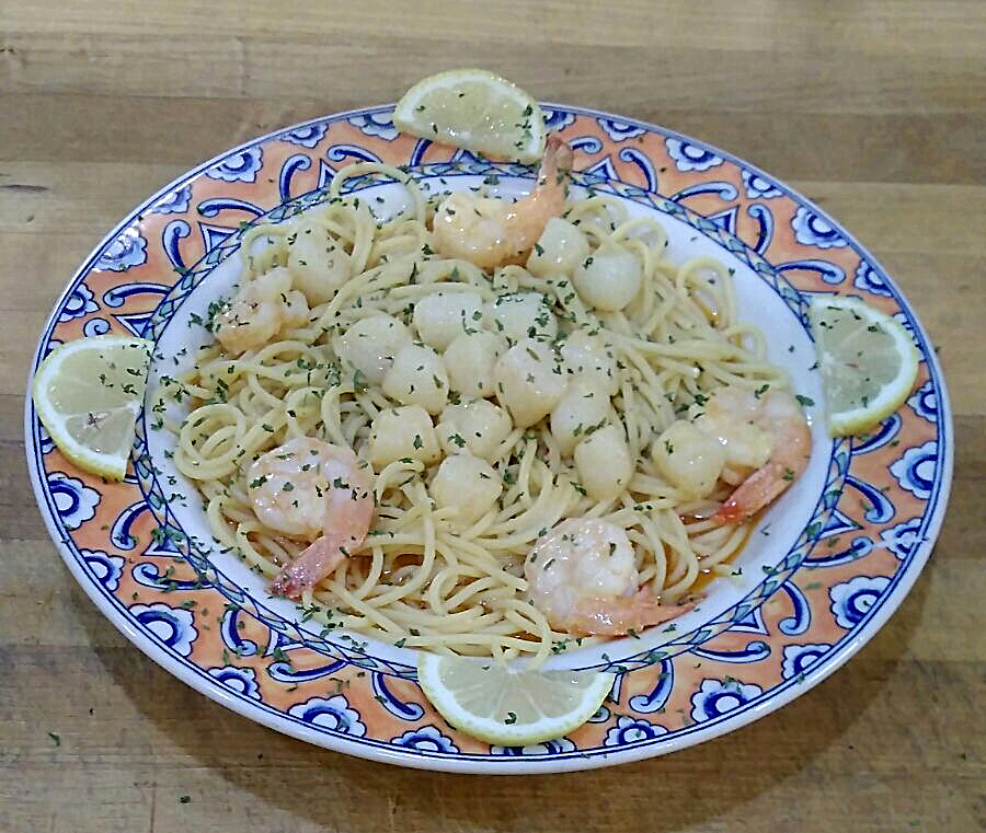Shrimp and scallops pasta